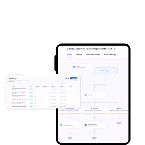 Automated email and SMS workflow builder on a tablet | RS Gonzales | HVAC marketing automation